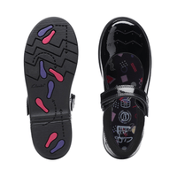 Clarks Girls Shoe Jazzy Jig K Black Patent - Donaghys