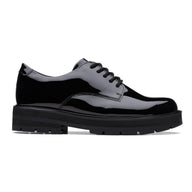 Clarks Youth Girls Prague Lace Shoe Black Patent - Donaghys