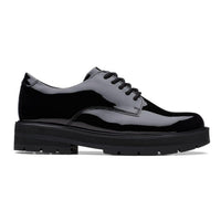 Clarks Youth Girls Prague Lace Shoe Black Patent - Donaghys