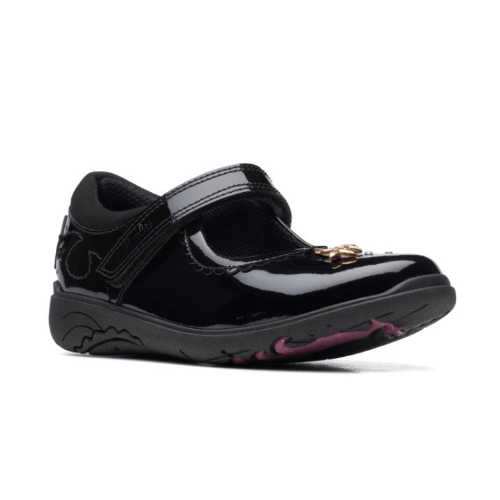 Clarks Girls Shoe Relda Sea K. Black Patent - Donaghys
