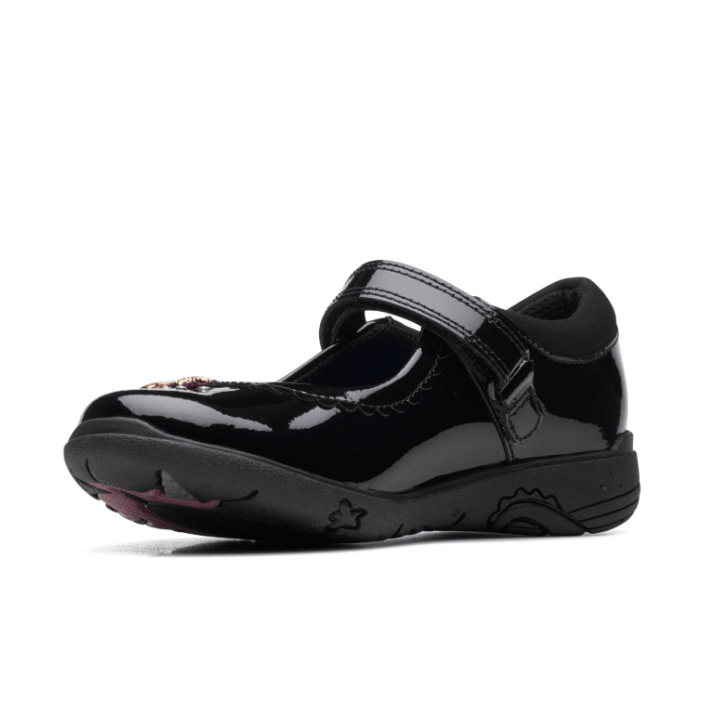 Clarks Girls Shoe Relda Sea K. Black Patent - Donaghys