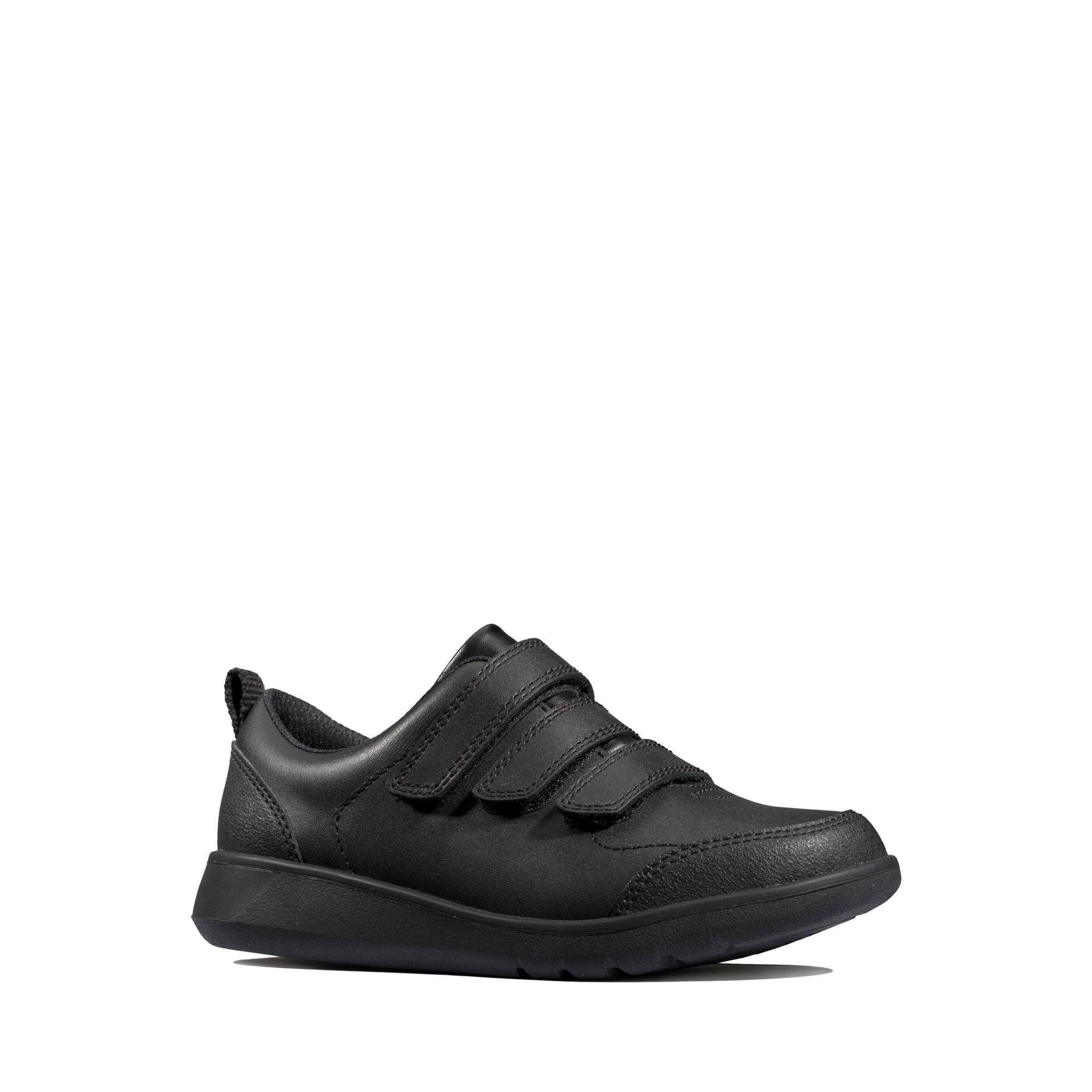 Clarks Boys School Shoe Scape Sky Y Black Leather