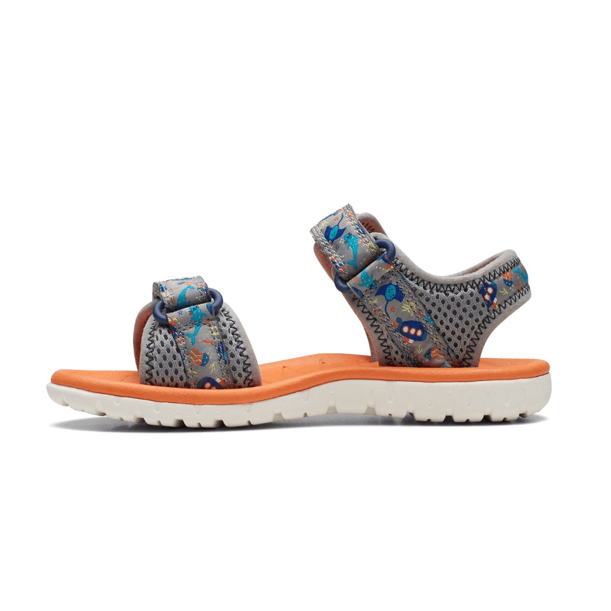 Clarks Girls Sandal Surfing Tide K Grey - Donaghys