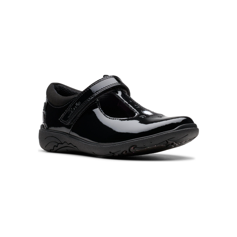 Clarks Girls Shoe Relda Gem K. Black Patent