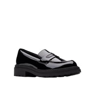 Clarks women's Orinoco Edge black patent loafer shoes