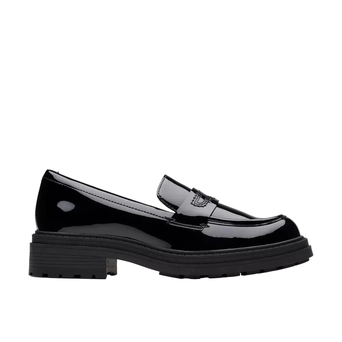 Clarks women's Orinoco Edge black patent loafer shoes