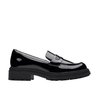Clarks women's Orinoco Edge black patent loafer shoes