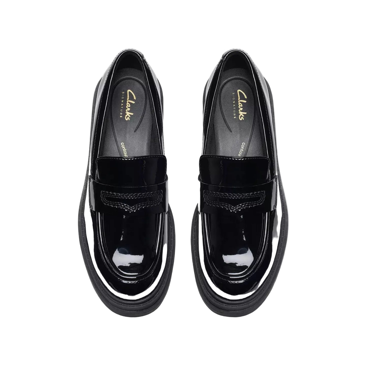 Clarks women's Orinoco Edge black patent loafer shoes