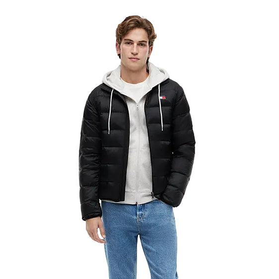 Tommy Jeans Mens Packable Lightweight Down Ripstop Relaxed Jacket Black
