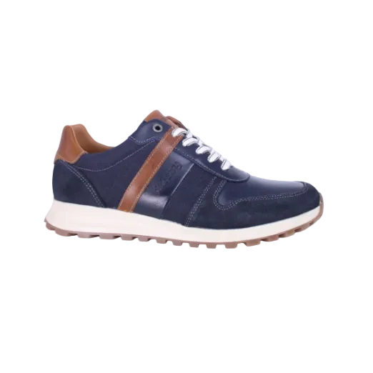 Dubarry Shott men's navy leather and suede trainers with tan detailing