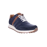 Dubarry Shott men's navy leather and suede trainers with tan detailing