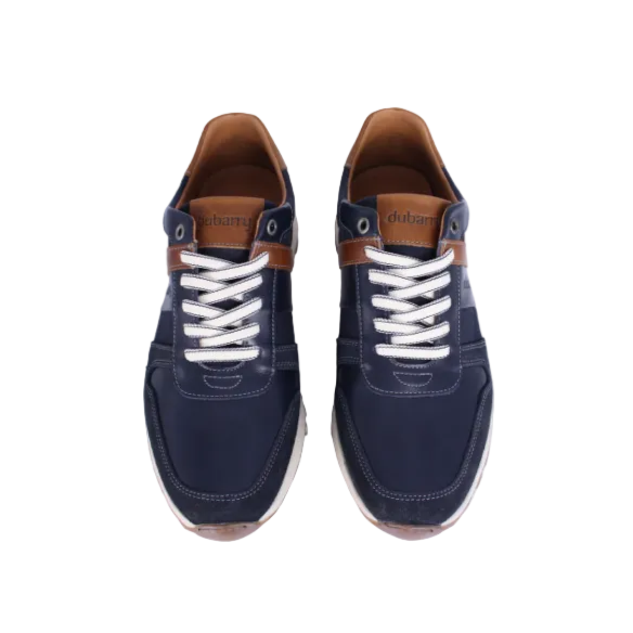 Dubarry Shott men's navy leather and suede trainers with tan detailing