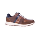 Dubarry Shott men's tan leather and suede trainers with navy detailing