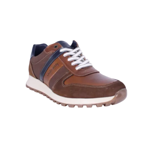 Dubarry Shott men's tan leather and suede trainers with navy detailing
