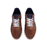 Dubarry Shott men's tan leather and suede trainers with navy detailing