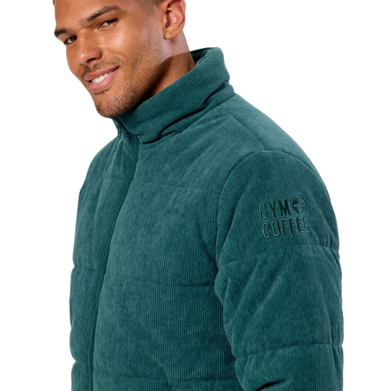 Gym+Coffee Unisex Jacket Cord Puffer Amazon Green