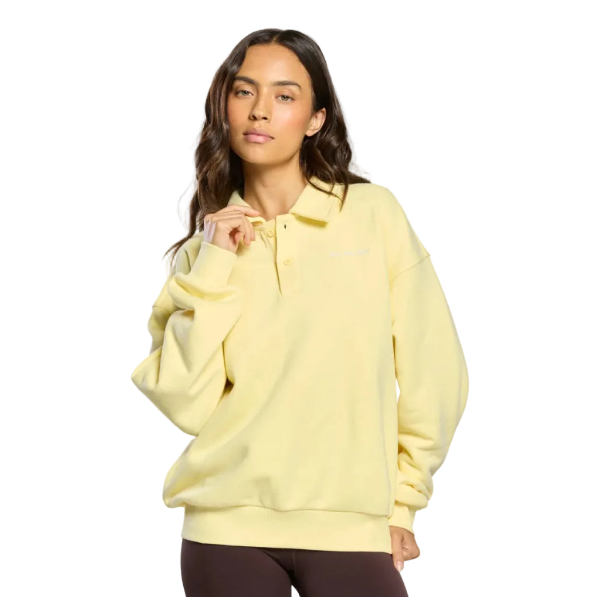 Gym+Coffee women's Daily collared sweatshirt in butter yellow