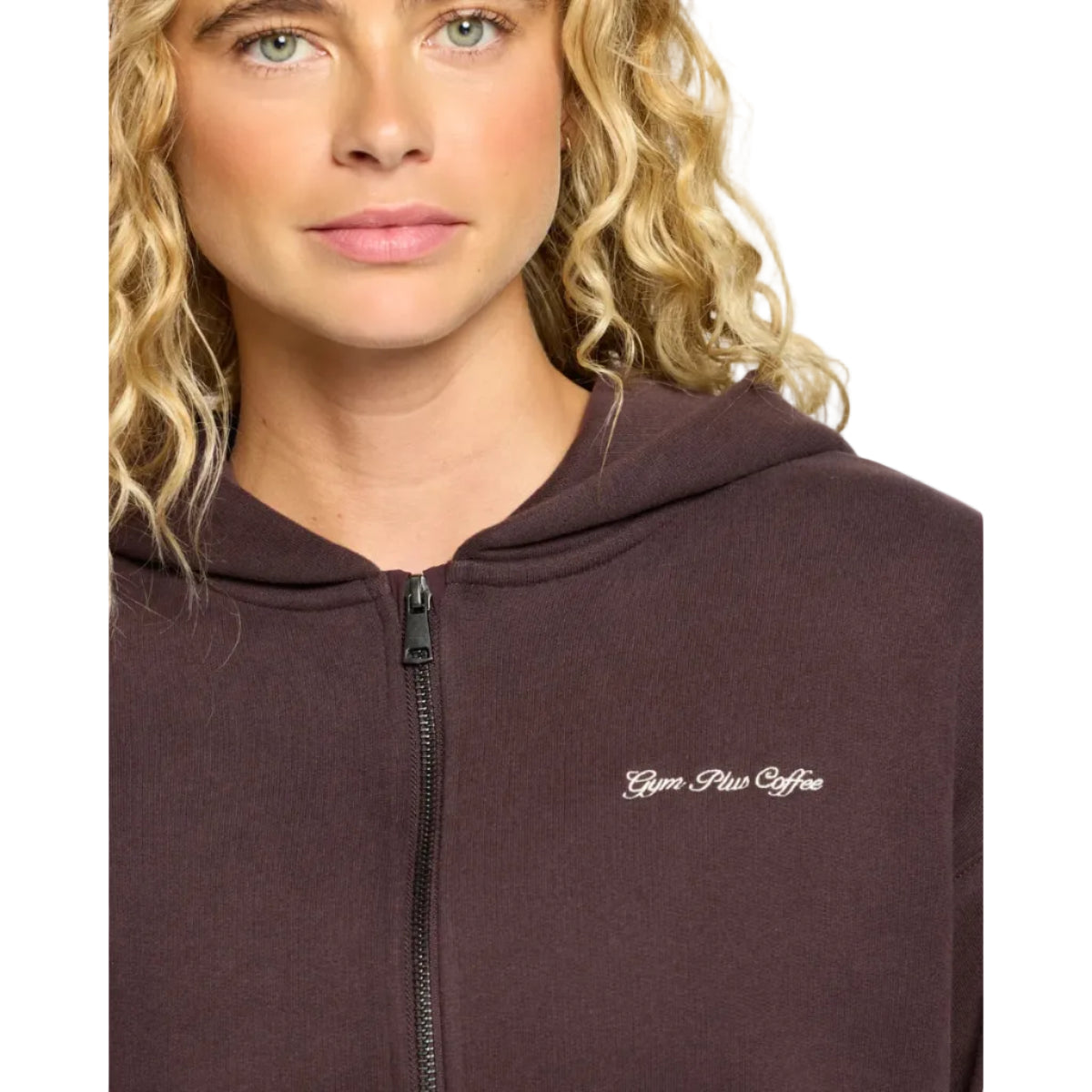 Gym+Coffee women's mocha bean full zip hoodie