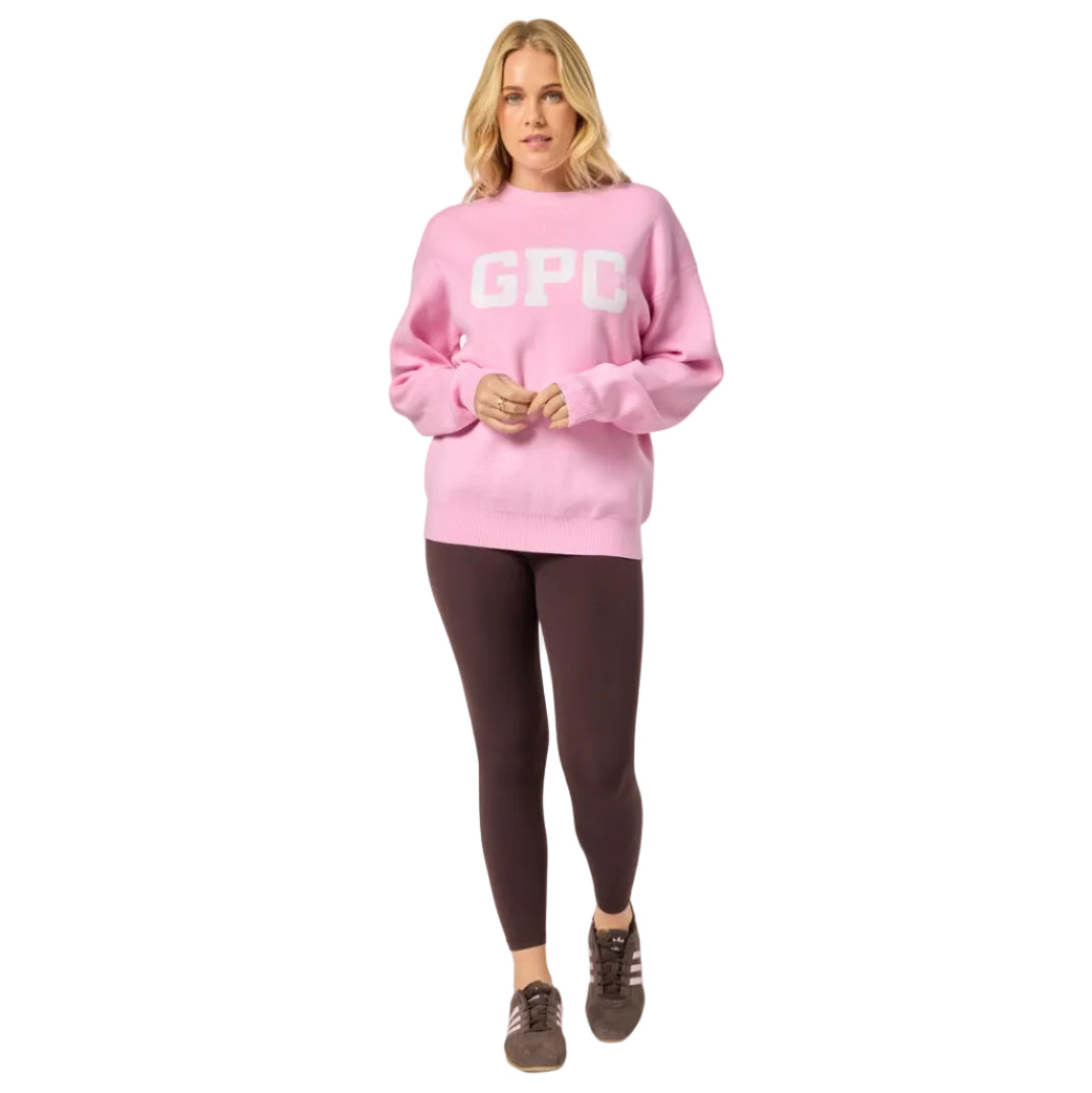 Gym+Coffee Womens Jumper Knit Crew Sweet Pink