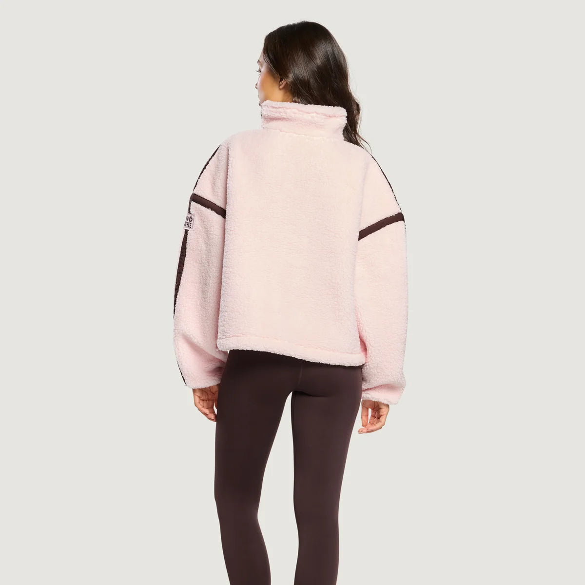Gym+Coffee Industry women's ballet pink teddy fleece half zip