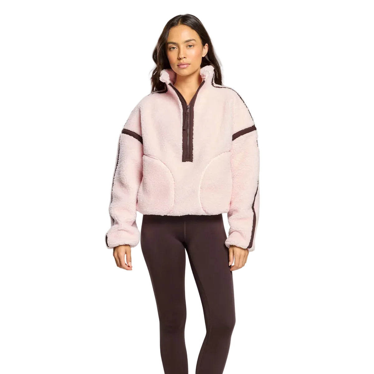 Gym+Coffee Industry women's ballet pink teddy fleece half zip