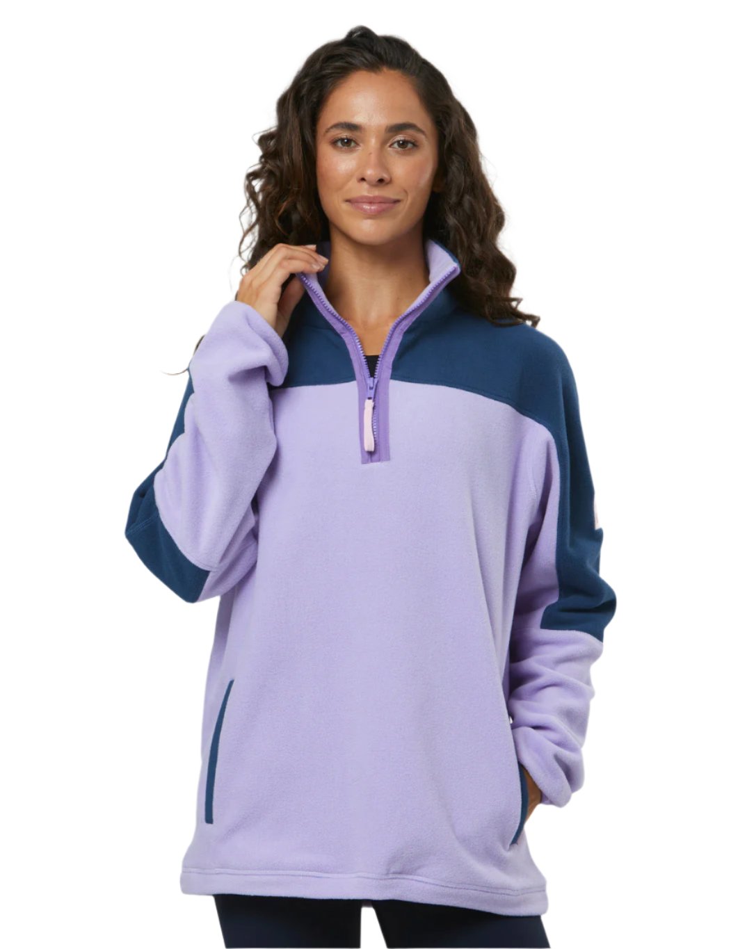 Gym Coffee Womens Half Zip Polar Fleece Lilac Donaghys