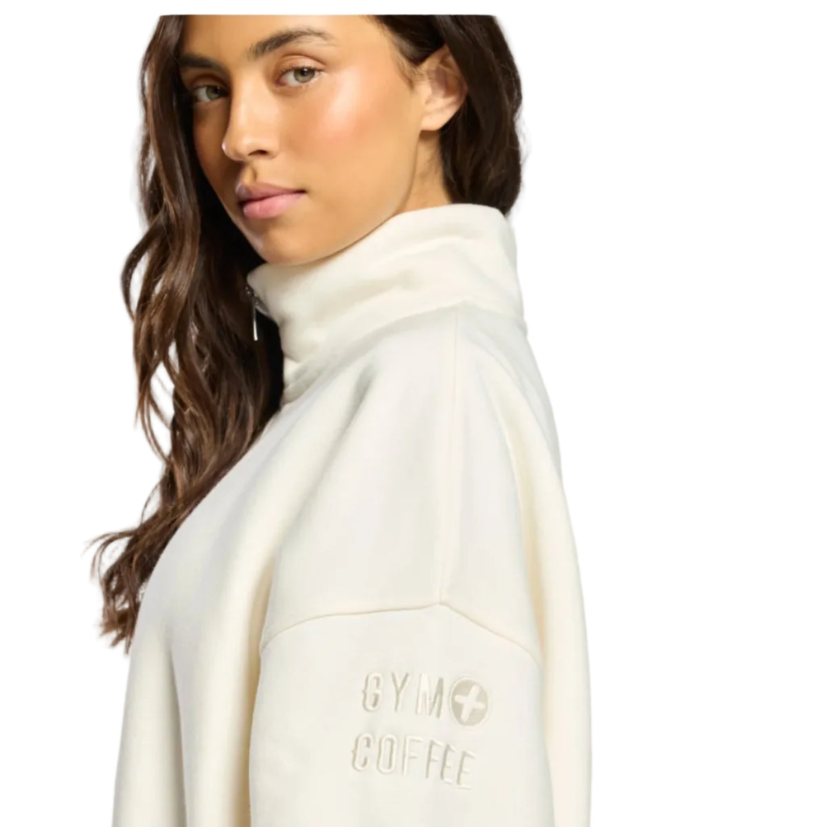 Gym+Coffee women's Sierra half zip sweatshirt in warm white