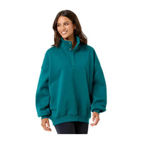 Gym+Coffee Womens Snap Collar Sierra Sweatshirt Teal