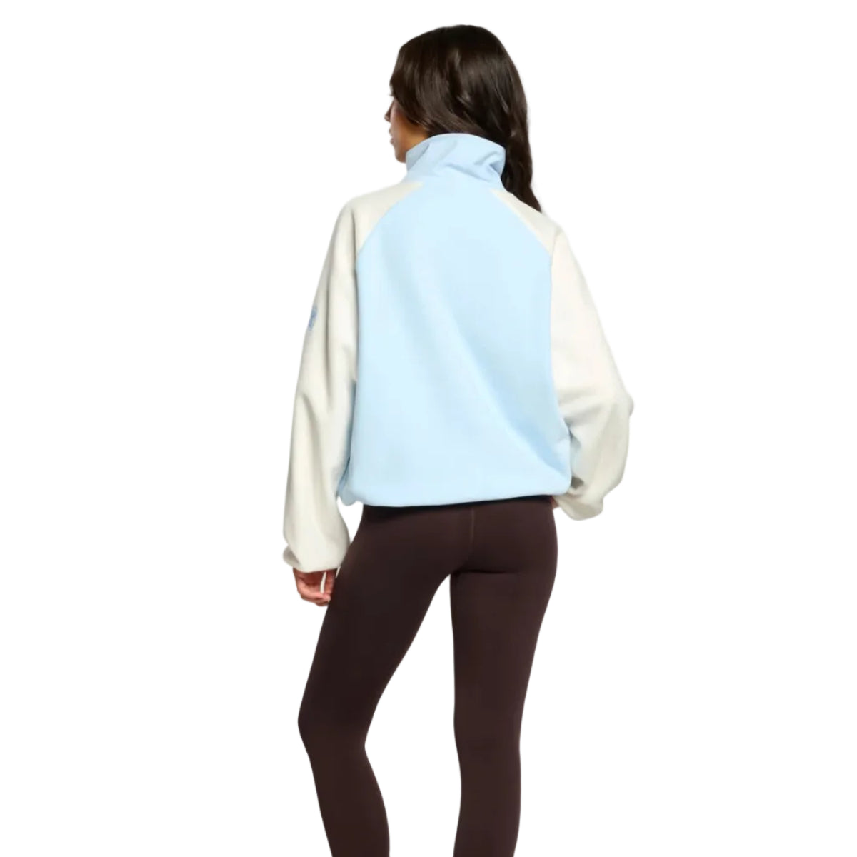 Gym+Coffee women's glacial blue and cream snap polar fleece