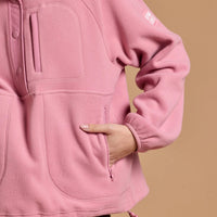 Gym+Coffee Womens Snap Polar Fleece Pink Velvet
