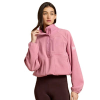 Gym+Coffee Womens Snap Polar Fleece Pink Velvet