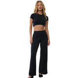 Gym+Coffee women's black high-waisted wide leg leggings