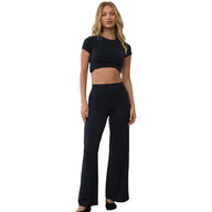 Gym+Coffee women's black high-waisted wide leg leggings