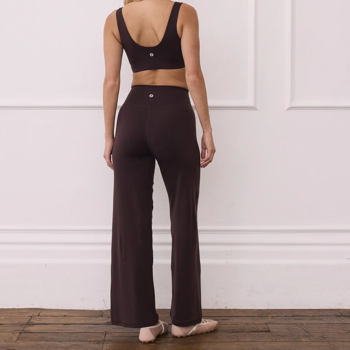 Gym+Coffee women's mocha bean high-waisted wide leg leggings