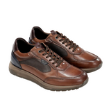 Fluchos men's brown leather fashion trainer shoe