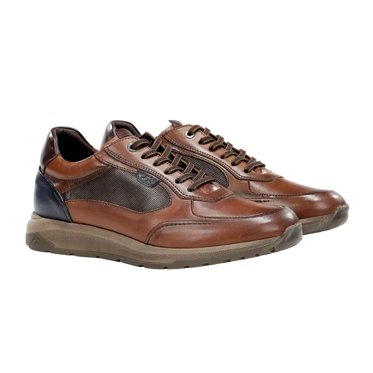 Fluchos men's brown leather fashion trainer shoe
