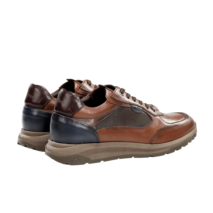 Fluchos men's brown leather fashion trainer shoe