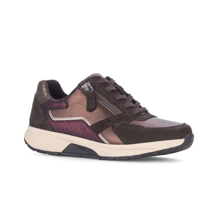 Gabor RollingSoft women's brown and bronze lace-up trainers