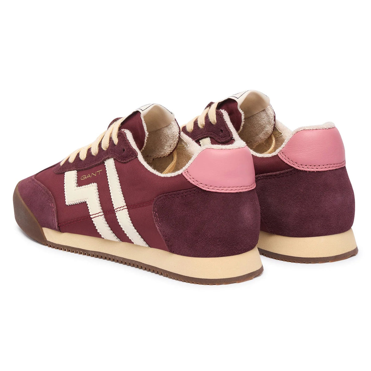 Gant Beylana women's burgundy suede and leather retro trainers