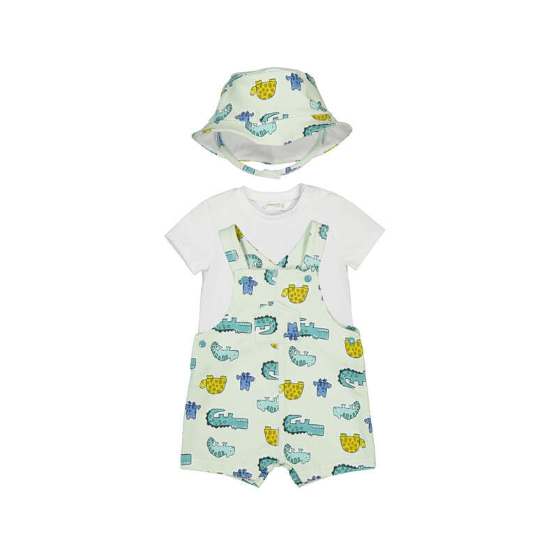 Mayoral Boys Short Dungaree Hat Set Apple