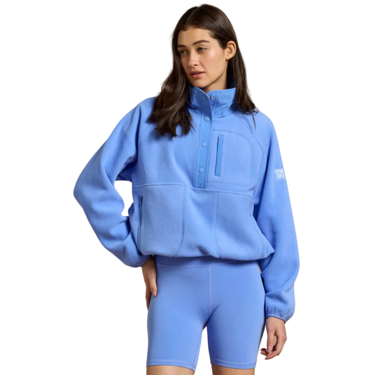 Gym+Coffee Womens Fleece Snap Polar Periwinkle
