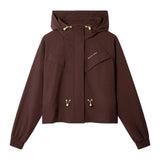 Gym+Coffee Womens Jacket Cinch Windbreaker Mocha Bean
