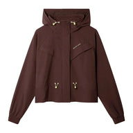 Gym+Coffee Womens Jacket Cinch Windbreaker Mocha Bean