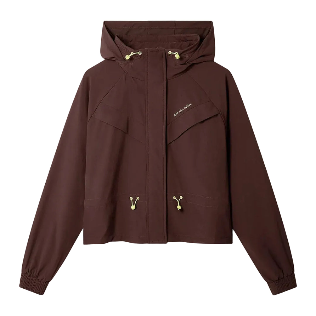 Gym+Coffee Womens Jacket Cinch Windbreaker Mocha Bean