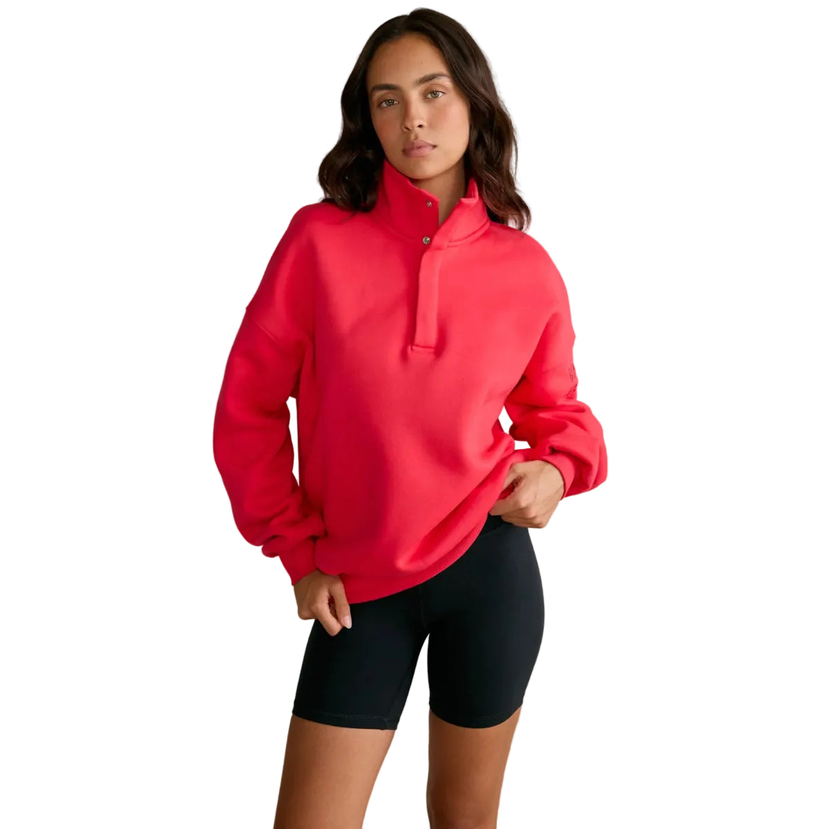 Gym+Coffee Womens Sweatshirt Snap Collar Sierra Power Red