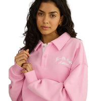 Gym+Coffee Womens Sweatshirt Urban Collared Pink Blossom
