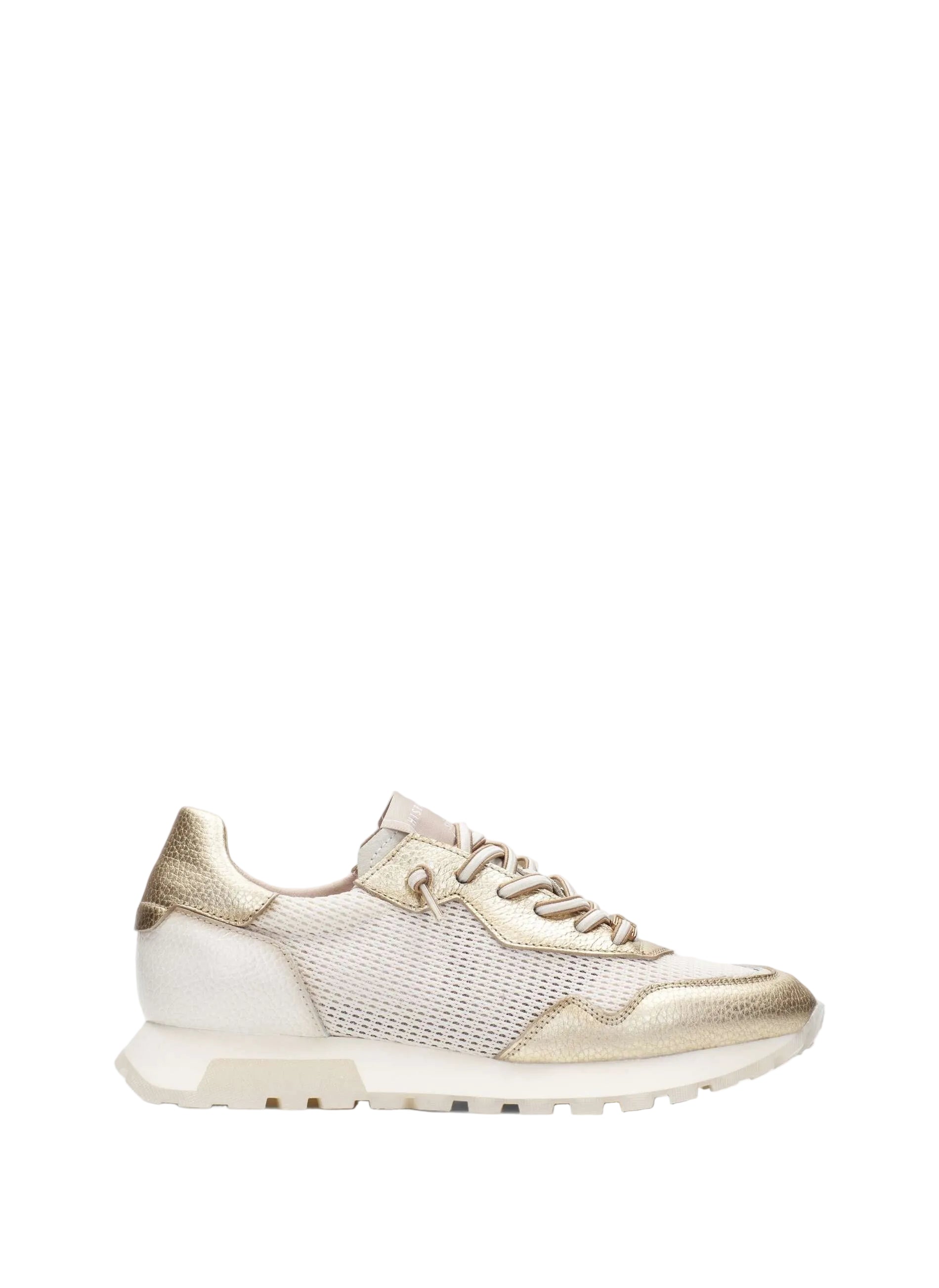Hispanitas women's silver leather lace-up trainer