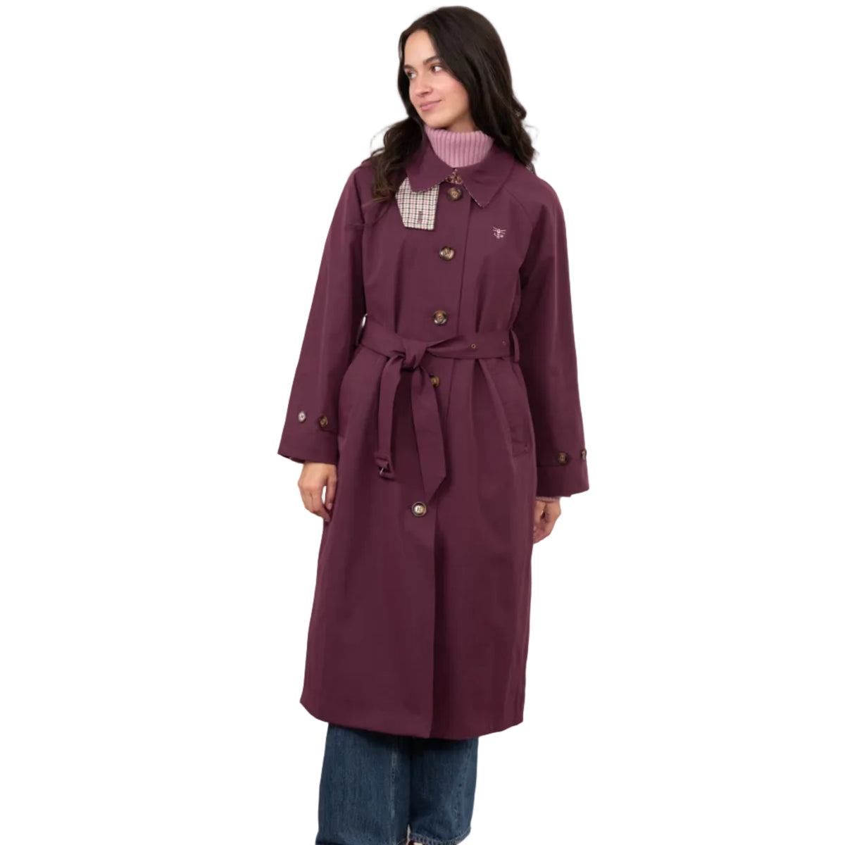 Lighthouse women's Harper trench coat in damson purple