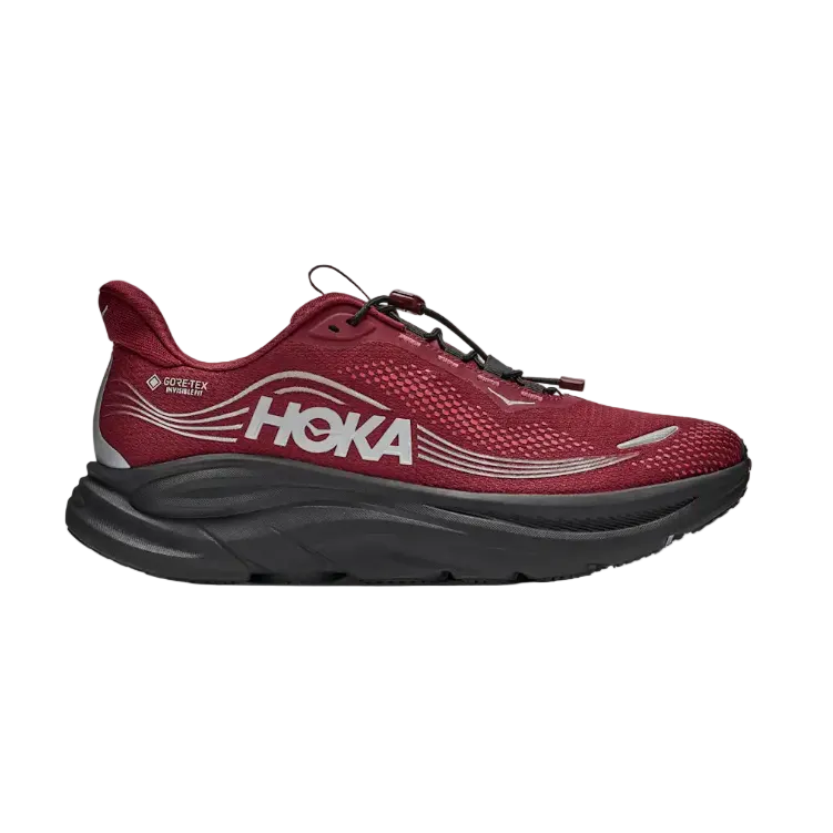Hoka Clifton 11 GTX men's varsity burgundy and black waterproof running trainer