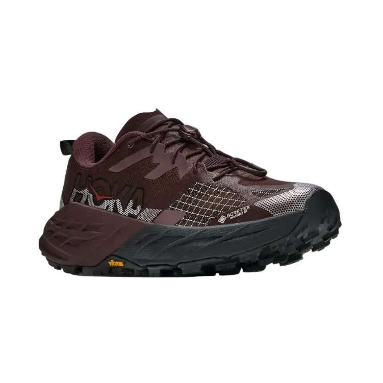 Hoka Speedgoat 7 GTX women's deep mauve and black waterproof trail trainer